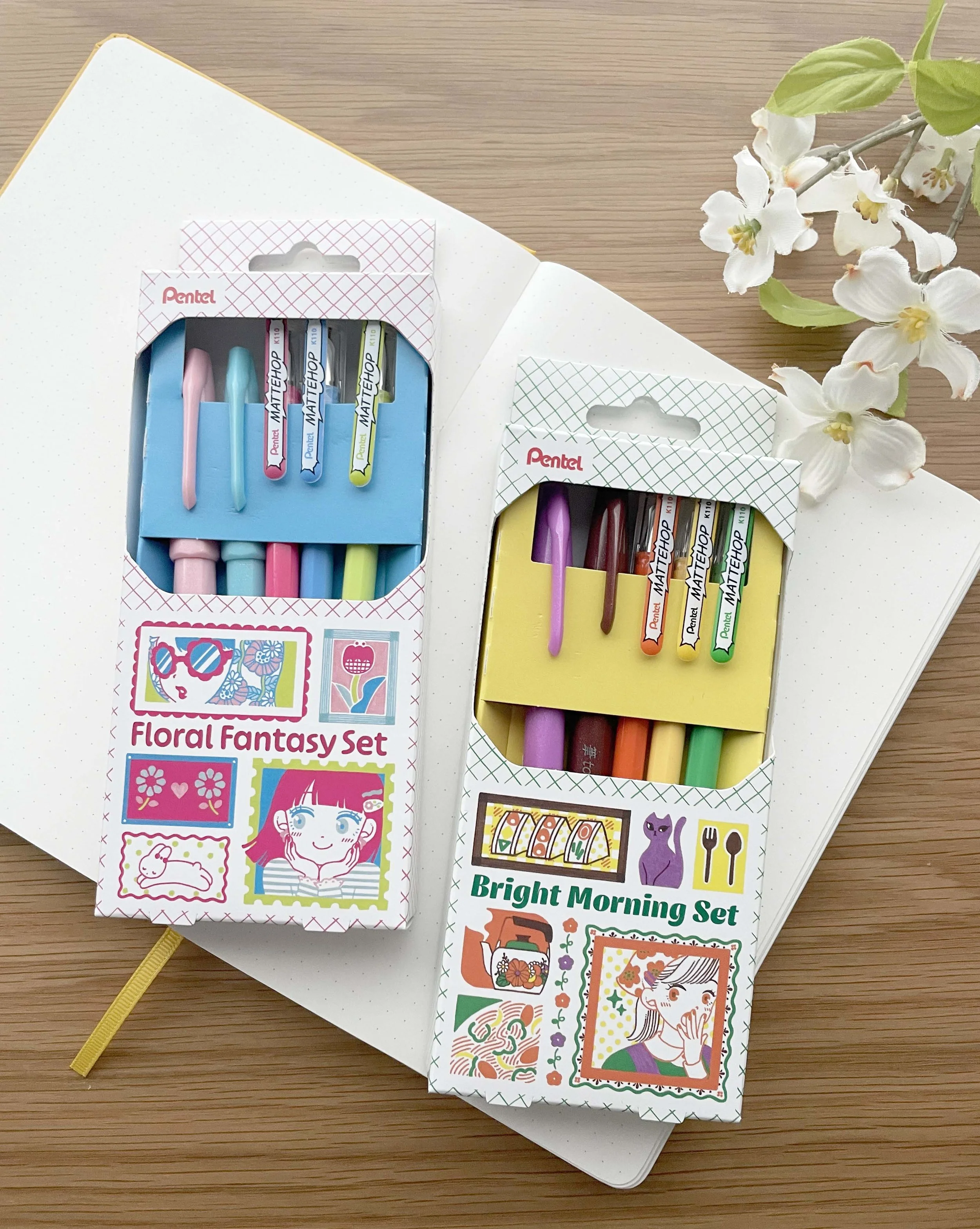 Limited Edition Pentel Pen Set - Mattehop x Brush Pen - Bright